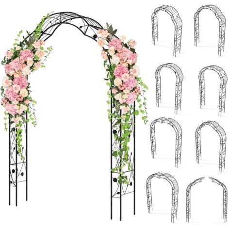 COSTWAY Arco de Jardín de Metal, 2 Medios Arcos, Enrejado de Arco para Plantas Trepadoras, Rosas, Enredaderas, Pérgola de Enrejado con 7 Maneras de Combinaciones, 150 x 39 x 250 cm