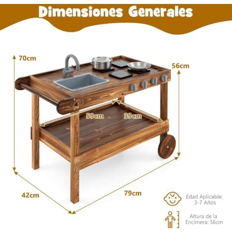 Cocinas Completas Costway Cocina De Juguete De Madera COSTWAY
