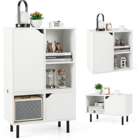 COSTWAY Librería Apilable, Gabinete de Celosía Combinado con Estante y Cubos Ajustables, Vitrina con Patas de Metal, Armario Moderno para Sala de Estar, Dormitorio, Estudio (1/5)