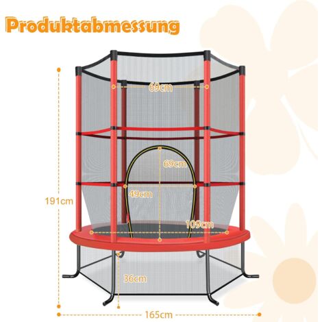 Cama Elástica Infantil De 165 Cm Con Red De Seguridad 360° Y Almohadilla Antideslizante – Para Niños De 3 A 6 Años, Soporta 135 Kg