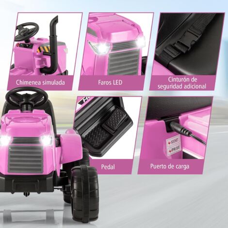 COSTWAY Tractor con remolque para niños 12 V, tractor eléctrico teledirigido, con luces y sonidos, 30 kg, 3 años (amarillo COSTWAY Tractor con remolque para niños 12 V, tractor eléctrico teledirigido, con luces y sonidos, 30 kg, 3 años (amarillo
