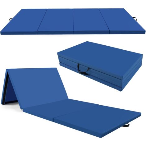 COSTWAY Colchoneta de Gimnasia Plegable de 300 X 117 X 5 cm, Esterilla de Gimnasia lmpermeable de 4 Paneles de PU con Cierres de Gancho y Asas de Transporte para Gimnasio y Casa (1/5)