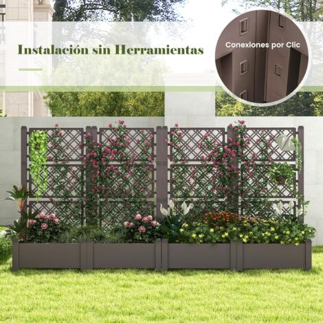 Huerto Urbano Elevado Con Enrejado COSTWAY | Con Autorriego, Indicador De Agua Y Drenaje - Para Verduras Y Plantas Trepadoras