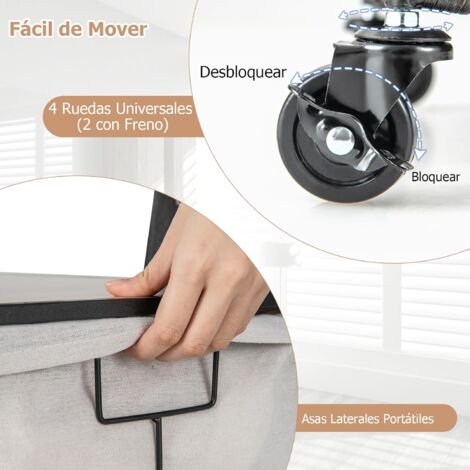 COSTWAY Cesto Ropa Sucia con Tapa de Madera, 130 L Cesta Ratán para ...