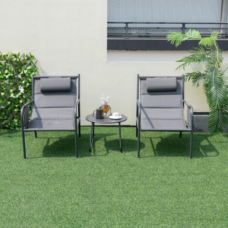 COSTWAY Conjunto Jardin Exterior de 3 Piezas, 1 Mesa de Centro y 2 Sillas de Asiento Acolchado, Conjunto Mesa y Sillas Jardin, Muebles Jardin Exterior Terraza Balcon