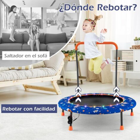 COSTWAY Trampolín Infantil De 92 Cm Con Luces LED Y Manija De Seguridad – Para Niños De 3 A 6 Años (Interior Y Exterior)