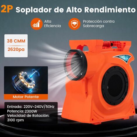 COSTWAY 380W Soplador de Aire para Castillo Hinchable, 220-240V Bomba de Bajo Ruido con 4 Estacas de Tierra y Cable de Alimentación, 1500 pa