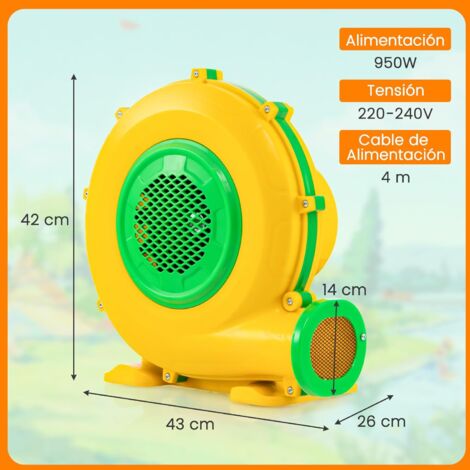COSTWAY 680W Soplador de Aire para Castillo Hinchable, 220-240V Bomba de Bajo Ruido con 4 Estacas de Tierra y Cable de Alimentación, 2340pa Ventilador Eléctrico Potente para Juguetes Inflables