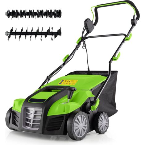 COSTWAY Cortacésped eléctrico 2000W, Cortacésped con Bolsa Recolectora de 55 L, Cable y Motor: 3500 RPM, con Ajuste de Altura de 3 Posiciones y de Profundidad de 5 Posiciones (Negro y Verde) (1/5)