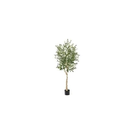 COSTWAY Árbol Artificial de Olivo, 182 cm Plantas Artificiales Decorativas de Olivo de Imitación en Maceta, Plantas Naturales Interior, Árbol de Seda de Olivo para Oficina Casa