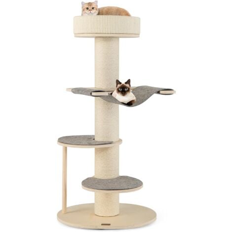 Arbol Natural Rascador De Gatos Madera COSTWAY Árbol Para Gatos De