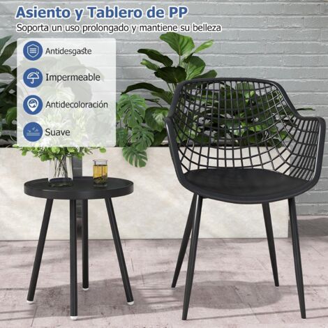 COSTWAY Conjunto de Mesa y Sillas Exterior, Juego de Mesa de Patio de 3 ...
