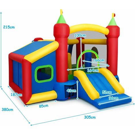 COSTWAY Castillo Hinchable para Niños 380 x 305 x 215 cm Infantil ...