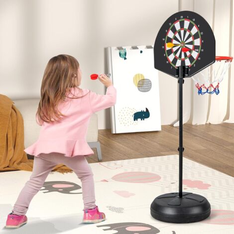 Soporte De Baloncesto COSTWAY 3 En 1 – Altura Ajustable 88-128 Cm – Incluye Pelotas Y Bomba – Azul