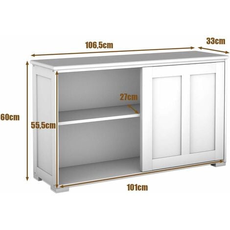 Aparador Buffet con Puertas Correderas Armario Almacenaje Multiusos Estantería de Madera para Cocina Comedor Beige