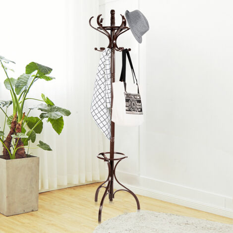 COSTWAY Perchero de Pie con 12 Ganchos para Colgar Ropa Perchero de Madera 182 cm para Pasillo Dormitorio Oficina