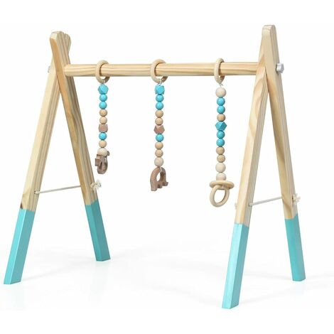 COSTWAY Columpio Gimnasio para Bebé de Madera Centro de Actividade con Juguete para Bebé de Más de 3 Meses (Verde)