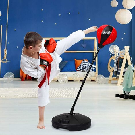 HOMCOM Saco de Boxeo para Niños de +3 Años Altura Ajustable Set de
