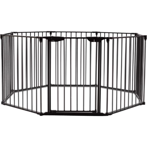 COSTWAY Barrera de Seguridad para Chimenea Reja de Protección para Niño Metal Plegable Seguridad para Puerta Escalera 5M (Negro) (1/5)