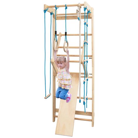 COSTWAY Escalera Sueca Barras de Pared 80x60x220cm Madera Espaldera para Gimnasio Fitness Casa Deportiva Carga hasta 100kg