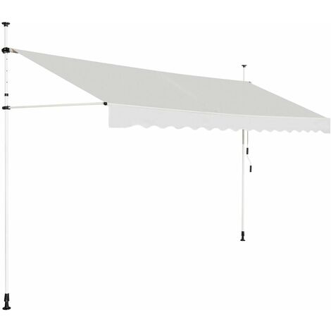 COSTWAY Toldo Protección Solar Toldo de Balcón Regulable en Altura 200-300 centímetros Toldo con Manivela para Jardín (Beige, 395cm) (1/5)