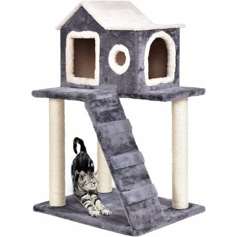 COSTWAY Árbol para Gatos Juguete Cama 60 x 45 x 88 cm Escalador Rasguño de Gato Color Gris Oscuro