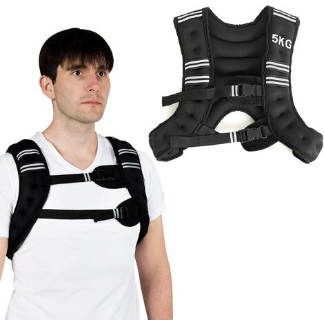 COSTWAY Chaleco de Peso 5kg Chaleco Lastrado para Entrenamiento Ejercicio Tiras Reflectantes y Correas Ajustables (1/5)