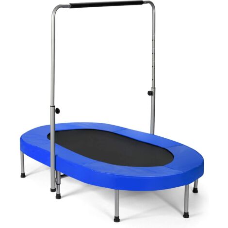 COSTWAY Cama Elástica para 2 Personas con Barra Regulable Mini Trampolín para Jardín Patio Carga hasta 150kg para Niño y Adulto