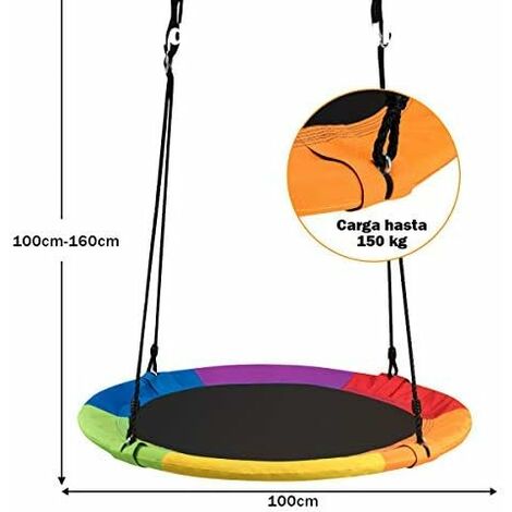 Columpio Nido Redondo De 100 Cm – Altura Ajustable De 100 A 160 Cm, Capacidad 150 Kg, Para Jardín (Verde)