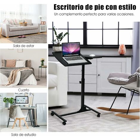 COSTWAY Mesa para Ordenador Portátil con Ruedas Altura Ajustable Escritorio  Laptop con Soporte para Ratón (Negro)