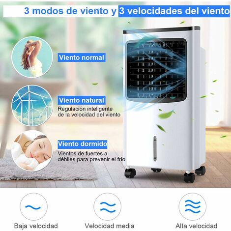 COSTWAY Acondicionador de Aire Portátil con 3 Velocidades Enfriador de Aire 75W / 8L Tanque /7,5H Temporizador/Control Remoto
