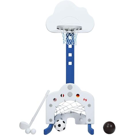 COSTWAY Soporte de Baloncesto para Niño Altura Ajustable con Portería de Fútbol y Golf Juguete Centro Actividad para Infantil (1/5)