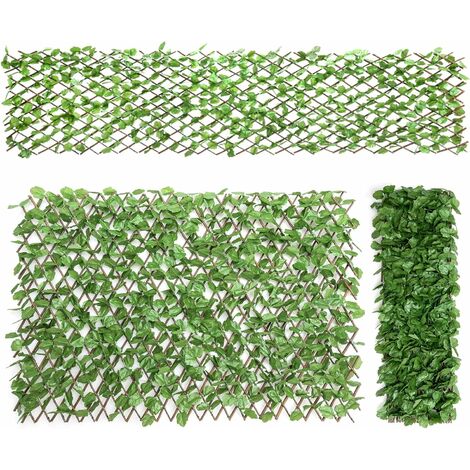Patio Paradise: Hiedra sintética, artificial. Rejilla para cerco de hojas.  1 pieza. Seto de hojas artificiales de vid para decoración de exteriores.