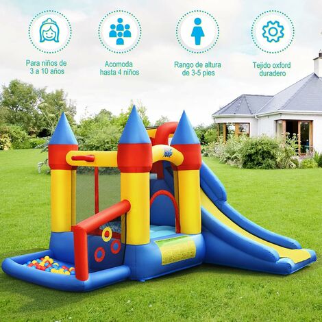 Castillo Inflable Acuático Oceano con Soplador 680W, Tobogán, Cesta de Baloncesto y Trampolín Castillo Inflable Acuático Oceano con Soplador 680W, Tobogán, Cesta de Baloncesto y Trampolín