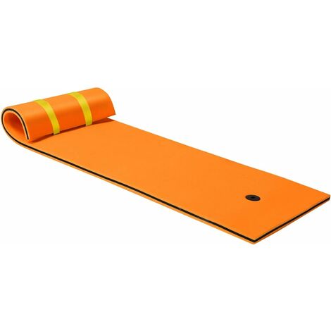 COSTWAY Hamaca de Agua de 210x66cm para 1 Persona Hamaca Flotante para Piscina Carga hasta 60kg Cama de Agua Inflable (Naranja)