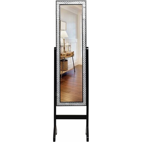 COSTWAY Armario para Joyas Joyero con Espejo de Cuerpo Entero Organizador Espacioso Ángulo Regulable Decoración Brillante con Diamantes de Resina para Todo Tipo de Joyas (Blanco)
