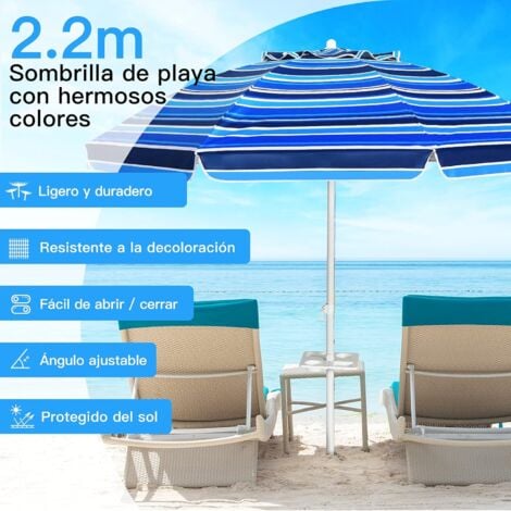 Sombrilla de playa de pesca, grande, resistente al viento, ventilada,  redonda, azul, plegable, protección para el sol, sombrilla de mesa de  mercado