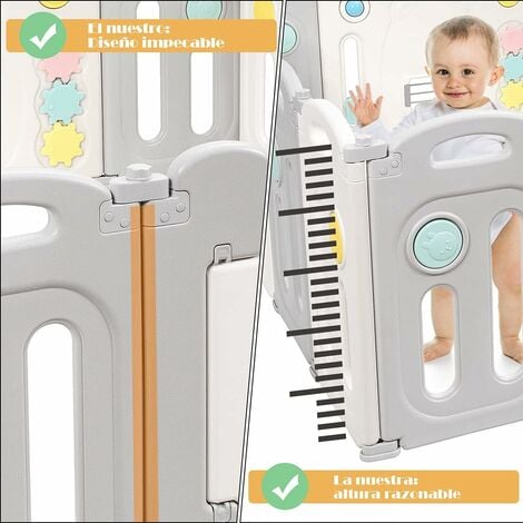 COSTWAY Barrera de Seguridad Parque Infantil Bebé con 16 Paneles Plegable  Centro de Actividad para Niños