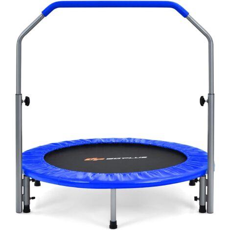 COSTWAY Mini Cama Elástica Plegable 101 cm, Trampolín Fitness con Empuñadura Regulable en 4 Alturas, Capacidad de Carga 150 kg (Azul)