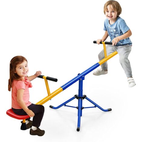 COSTWAY Balancín para Niños, Subibaja a 360° con Cerrojo para Las Piernas 182 x 29 x 86 cm (2 Asientos)