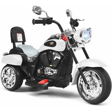 COSTWAY Motocicleta Eléctrica 6V para Niños, Moto Montable Alimentada a Batería, Faros Regulables (Blanco)
