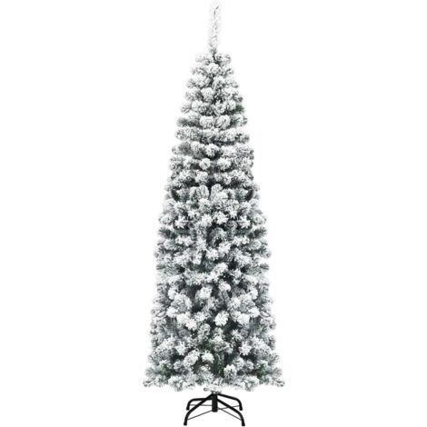 COSTWAY Árbol de Navidad Artificial con Soporte de Metal,Agujas de PVC y Decorativa Nieve para Hogar Oficina Fiesta Altura de 180cm (1/5)