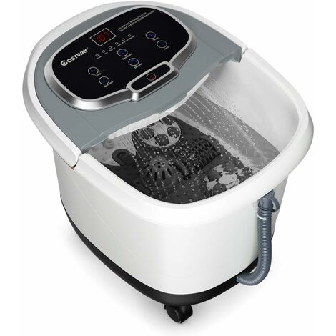 COSTWAY Bañera para Pies Masajeador de Baños para Pies Eléctrico Temporizador de 10-60 Minutos / 35-48 ℃ / 500W con Rodillo de Masaje Gris