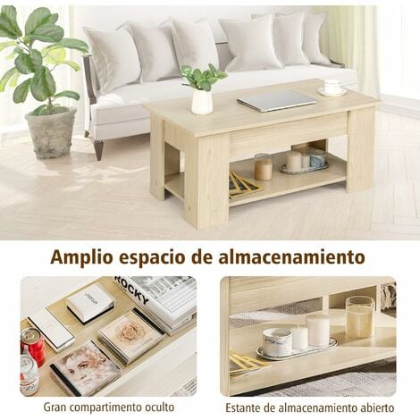 Mesa de centro elevable para sala de estar, mesa de centro de madera con  estante de almacenamiento/compartimento oculto, mesa de centro moderna,  mesa
