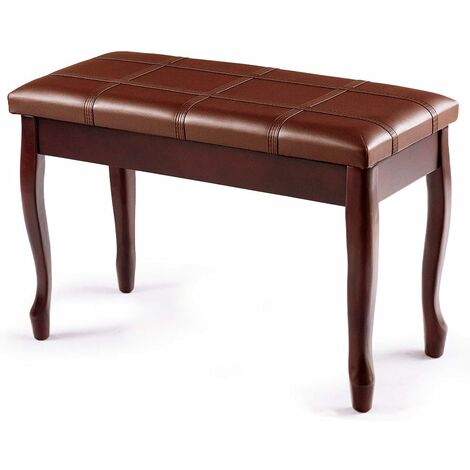 COSTWAY Banco para Piano de Madera y Cojín Acolchado Taburete de Piano con Compartimento Banco para Teclado de 75x35x49 centímetros