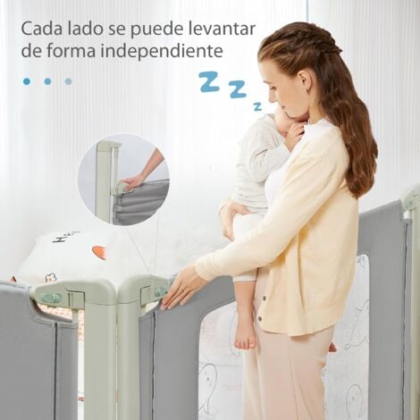 COSTWAY 200 cm Barandilla de Cama Bebe, Altura Ajustable 80-95 cm, Barrera  de Cama con