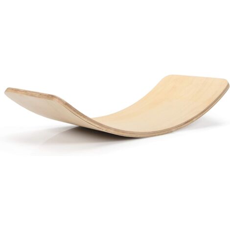 COSTWAY Tabla de Equilibrio de 90 x 30 cm Plataforma de Equilibrio de Madera Tabla Curvada para Yoga para Niños y Adultos Carga hasta 220kg