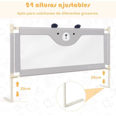 Barrera para Cama para Niños 145 cm Barandilla Plegable de Cama