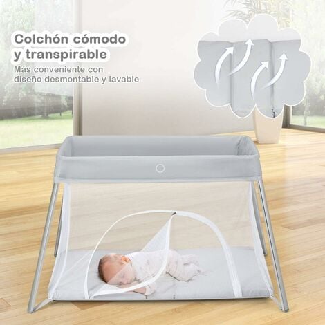 Cuna de viaje 3 en 1, cama de bebé con red transpirable, cama portátil  ajustable para bebé/bebé con mosquitera desmontable y colchón, rosa