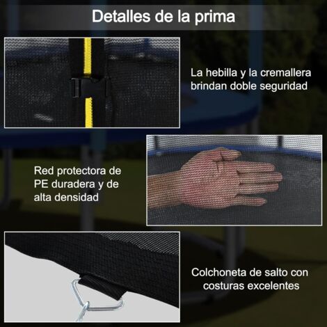 Trampolín Redondo De Jardín De 305x250 Cm Con Red De Seguridad, Escalera, 54 Muelles De Acero, Soporta Hasta 120 Kg, Para Niños Y Adultos